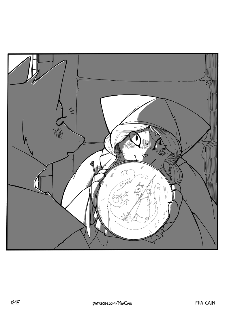 Franzesca shows Vesna a sewn image.